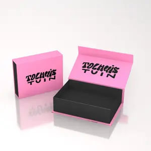 2023厂家定制印花空黑粉色豪华服装纸板纸包装盒鞋磁性礼品盒