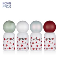 Flacon de sérum vide 30ml 50ml en verre blanc mat à épaule ronde, emballage cosmétique, flacons à pompe avec bouchon sphérique coloré