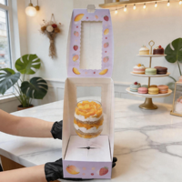 Vente directe d'usine, boîtes à cupcakes mini pliables personnalisées avec logo, recyclables, avec fenêtre transparente, papier couché, laminage mat