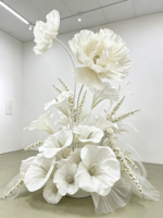 Décoration de mariage en fleurs de papier faites à la main, arrangement floral géant blanc de luxe pour la décoration de la salle de mariage, décoration de table de banquet
