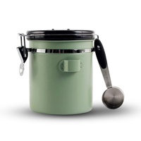 Boîte à café hermétique, grand récipient de stockage de grains de café en acier inoxydable de 22oz avec suivi de la date, cuillère à mesurer