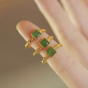 Luoqingzhu Hetian <b>Jade</b> <b>Ring</b> Square Geometric Design Adjustable For Women Everyday Wear - Product Image 2