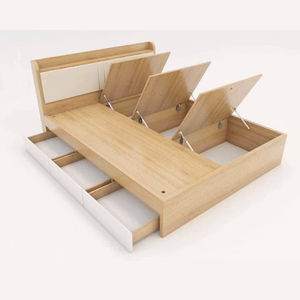 Cadre de lit de rangement moderne en bois massif avec espace de rangement relevable hydraulique, mobilier de chambre minimaliste - Product Image 1
