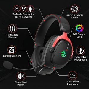 <span class=keywords><strong>Casque</strong></span> de jeu circum-auriculaire tri-mode PJT-DEP2516 sans fil 2.4G avec haut-parleur filaire de 50 mm, <span class=keywords><strong>fermé</strong></span>, RGB PJT-DEP2516 - Product Image 4