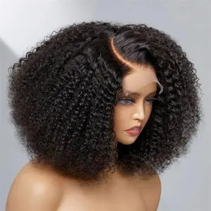 Cheap Kinky Curly Human Hair Short Bob Wigs Human Hair Swiss Lace Front Wigs For Black Women Hd Lace Frontal Wigs Human Hair