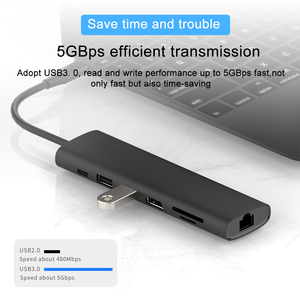 New Arrival đặc biệt cung cấp giá thấp 7 cổng <span class=keywords><strong>USB</strong></span> <span class=keywords><strong>HUB</strong></span> 100W PD 4K HD USB3.0 Loại C Cổng <span class=keywords><strong>HUB</strong></span> cho máy tính xách tay MacBookPro - Product Image 3