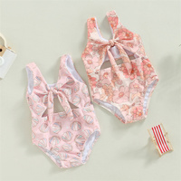 Maillot de bain d'été pour bébé fille, marque privée, maillot de bain sans manches imprimé creux, bikini, barboteuse pour bébé, 1 pièce