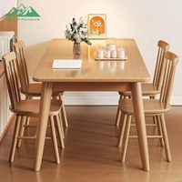 Table à manger rectangulaire en bois massif Wayon de style scandinave, table de style japonais moderne et ensemble de 4 chaises pour la maison