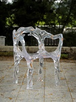 Silla de Cristal Transparente para Sala de Estar, Muebles Acrílicos, Taburete para Hotel o Restaurante, Respaldo de Resina Platino, Personalizable