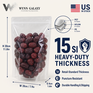 US OEM Transparent Stand Pouch 20*30*4cm 7.9*11.8*1.6in <b>Zip</b> <b>Lock</b> Resealable BOPP/VMCPP Laminated Rice Coffee Nut Grain Food - Product Image 1