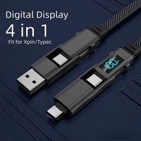100W 5A Multifunktions-Ladekabel mit geflochtenem LED-Display, 4-in-1 Schnellladekabel, USB-C auf Typ-C Lade- und Datenkabel, 1M 1,5M 2M