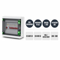 Boîtier de distribution extérieur étanche Wanbo-481 IP65 avec couvercle transparent en PC, clip de verrouillage vert, rail DIN, MCB, SPD