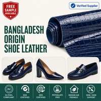 Cuir PU effet croco verni bleu nuit 0,5-1,4 mm de l'usine du Bangladesh pour mocassins et talons de luxe, approvisionnement mondial sans droits de douane, tendance 2026