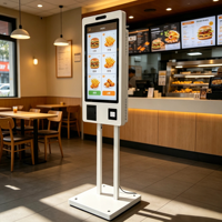 Kiosco de Autoservicio Comercial de 27 Pulgadas con Carcasa Metálica, Kiosco de Pago Todo en Uno con Lector de Tarjetas NFC e Impresora para Restaurantes de Comida Rápida
