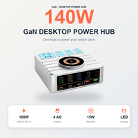 Chargeur GaN de voyage avec écran LED, 4 prises CA et chargeur sans fil, prêt pour la vente au détail sur Amazon, certifié CE FCC