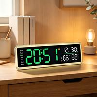Jam Alarm Digital LED Prakiraan Cuaca Jam Dinding Meja Tampilan Suhu Kelembaban Lampu Ambient RGB untuk Kamar Tidur OEM ODM