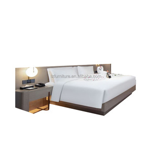 Cadre de lit d'hôtel King Size personnalisé OEM ODM pour suite d'hôtel, avec table de chevet intégrée et tête de lit, idéal pour hôtel économique et appartement - Product Image 5