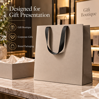 Sacs cadeaux en papier kraft de luxe personnalisés avec poignées en ruban pour boutique, artisanat, emballage de vente au détail, commandes personnalisées en gros