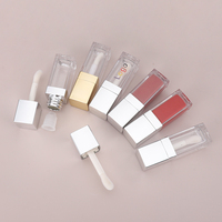 CY045 Wholesale10ml Tube de brillant à lèvres carré personnalisé de haute qualité récipient de blush liquide transparent vide avec grand pinceau en stock