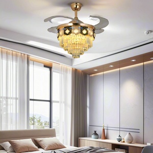 European Crystal <b>Ceiling</b> <b>Fan</b> Light Fixture Fandelier with LED <b>Remote</b> 6-Speed Reversible DC Motor Living Room Decorative Lighting - Product Image 3