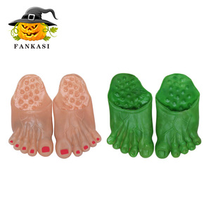 Fankasi Halloween <b>Slippers</b> <b>Big</b> Feet Shoe Covers Costume Prop Unisex PVC Green And Flesh Color - Product Image 1