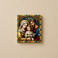 Plaque religieuse en céramique 3D avec support en MDF et socle en plastique, décoration murale ou de table chrétienne catholique, cadeau souvenir