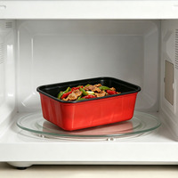 Boîte alimentaire rectangulaire jetable en plastique noir, personnalisable OEM, pour plats à emporter, durable