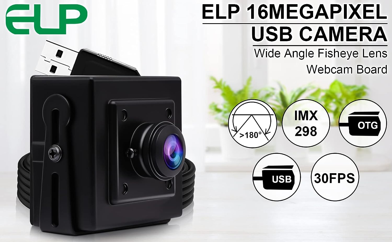 ELP16MP広角USBウェブカメラ (ボックス付き) 180度魚眼IMX298ミニUVC