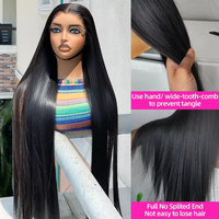 Wig Lace Closure 30 40 Inch 5x5 Tanpa Lem, Sudah Di-pre Pluck, Siap Pakai, Kepadatan 250%, Rambut Asli Lurus Alami