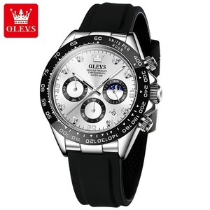 OLEVS 2875 nuevo lujo moda cristal cuarzo analógico silicona hombres oro SmartWatches para <span class=keywords><strong>hombre</strong></span> Casual hombres reloj de pulsera como regalo de fiesta - Product Image 3