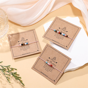 Nouveau Style enfants cadeau d'anniversaire pierre naturelle réglable perlé <span class=keywords><strong>Bracelet</strong></span> couleur bonbon carte d'anniversaire personnalisé 4-12e anniversaire - Product Image 4