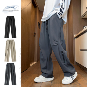 Pantalon droit ample pour homme avec logo personnalisé pour l'automne hiver 2025 tissu en toile simple tendance imperméable - Product Image 4