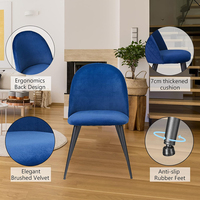 Chaise de salle à manger de luxe en velours, dossier incurvé, chaise d'appoint rembourrée et moelleuse avec pieds en métal noir mat pour la maison, le café, l'hôtel
