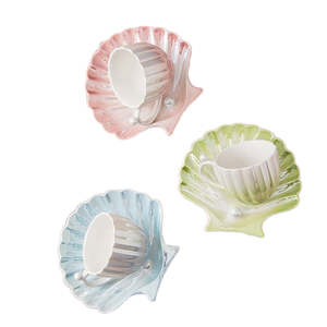 Service à café et à thé en porcelaine fine (Bone China) avec soucoupes et plateau à poignée, design minimaliste, coffret cadeau, pour les fêtes, du Ministère <span class=keywords><strong>de</strong></span> la Santé - Product Image 1