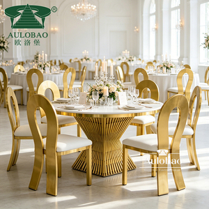 โต๊ะจัดเลี้ยงงานแต่งงานพร้อมเก้าอี้ทำจากสเตนเลสสีทองทรงกลม - Product Image 2