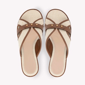 Sandales plates personnalisées en toile pour femmes, bout rond, décontractées, plage, été, extérieur, simples, <span class=keywords><strong>2026</strong></span> - Product Image 3