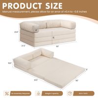 Canapé-lit convertible 5-en-1, pliable en trois parties, sans structure, en velours côtelé, futon, lit pliant Queen, matelas de sol pliable