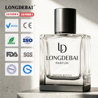 Flacon de parfum carré épais en verre transparent 30 ml 50 ml 100 ml Flacon de parfum vide avec bouchon noir