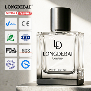Thick flat Square Clear Glass Perfume Bottle 30Ml 50Ml 100Ml <b>Empty</b> perfume bottle with black cap - Product Image 1