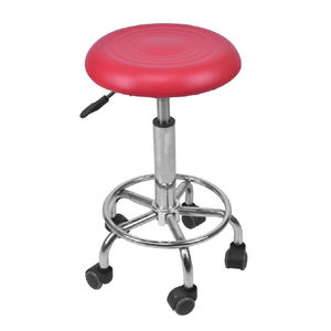 Tabouret de bar rond avec dossier et lignes, hauteur réglable, rotation, tabouret de salon, tabouret de bar moderne 360 °   Fauteuil pivotant sans accoudoirs en cuir PU - Product Image 4