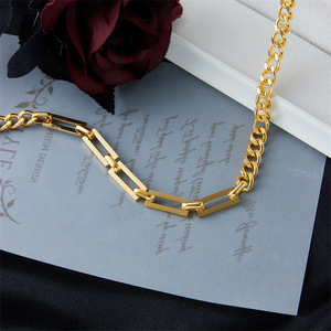 European American Fashion Asymmetrical Chain Metal Necklace Gold Geometric Punk Hip Hop Style Titanium Steel Jewelry Party Wear - Product Image 4