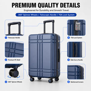 Ensemble de bagages PC personnalisés haut de gamme, 3 pièces, valises rigides en polycarbonate avec serrure TSA, 20, 24, 28 pouces - Product Image 2