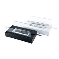 Grand dessus de table rectangulaire en verre avec coussins isolants Accessoires de cheminée au bioéthanol pour chauffages de patio
