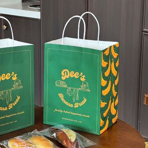 Customized Eco-Friendly Biodegradable Kraft Paper Disposable Recyclable Food Packaging <b>Bag</b> for Baking Bread Cakes Desserts - Product Image 6
