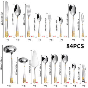Ensemble de couverts russes traditionnels de 72 à 84 pièces, cuillères à soupe en acier inoxydable plaqué or, coffret cadeau d'affaires - Product Image 3