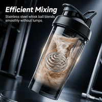 Bouteille de shaker de protéines portable pour le sport en plein air, sans BPA, en plastique réutilisable, anti-fuite, pour boire directement