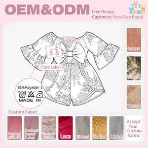 Mono floral <span class=keywords><strong>de</strong></span> lujo para bebé niña con volantes y ribete <span class=keywords><strong>de</strong></span> encaje, peplum, vestido <span class=keywords><strong>de</strong></span> fiesta, proveedor OEM personalizado - Product Image 2