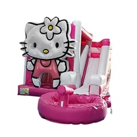 Nouveau design Party Rentals Cartoon Cat Jumper Gonflable Bounce House Mini Pink Bouncy Castle Combo Gonflable Bouncer Slide Kids