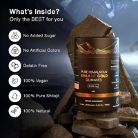 Complément Alimentaire Premium 3-en-1 au Shilajit de l'Himalaya Or en Bonbons Gommeux 3000mg pour la Gestion de l'Énergie chez l'Adulte