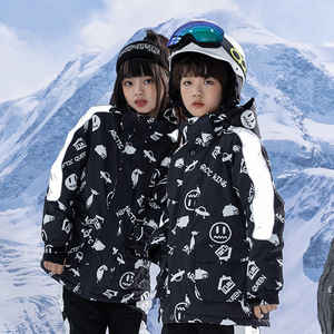 Traje de Esquí para Niños y Niñas, Invierno, Exterior, Cortavientos, Impermeable, Abrigo de Esquí y Snowboard Grueso y Cálido, 100% Poliéster - Product Image 3